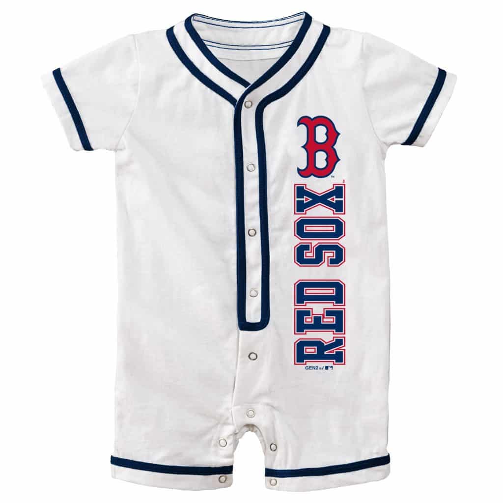 Boston Red Sox Baby White Button Up Romper Coverall - Detroit Game Gear