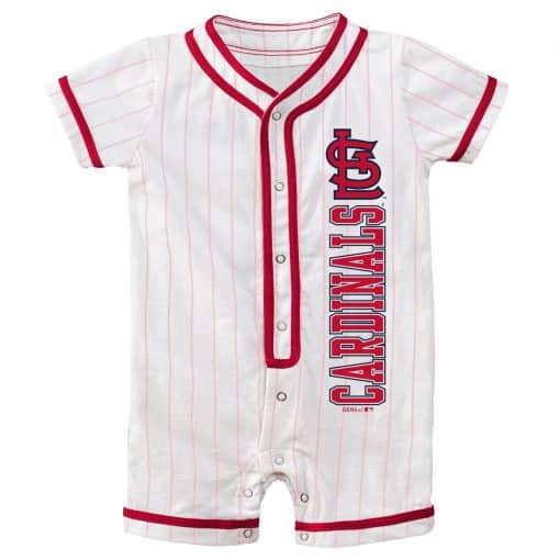 St. Louis Cardinals Baby Pinstripe White Button Up Romper Coverall ...