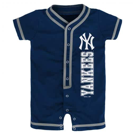 New York Yankees Baby Game Ready Navy Button Up Romper Coverall