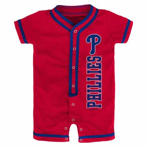 Philadelphia Phillies Baby Game Ready Red Button Up Romper Coverall