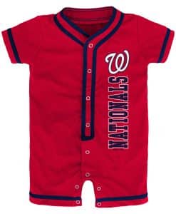 Washington Nationals Baby Game Ready Red Button Up Romper Coverall