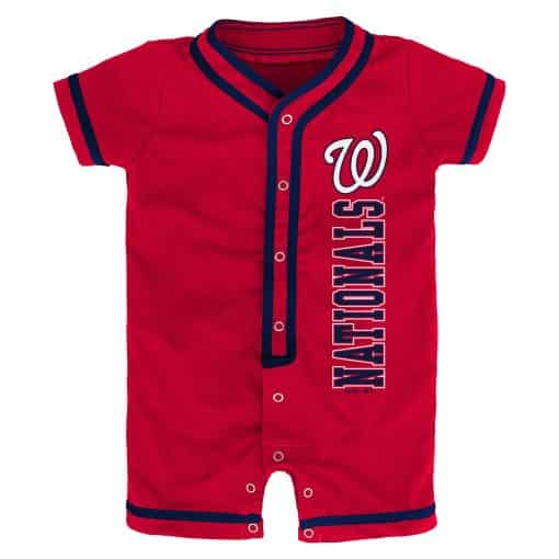 Washington Nationals Baby Game Ready Red Button Up Romper Coverall