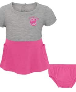 Chicago Cubs Baby Girl Gray Pink 2-Piece Dress & Bloomer