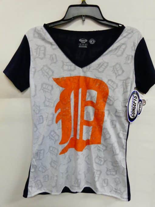 Detroit Tigers Women's Navy White Logo Tee