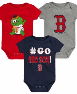 Boston Red Sox Baby 3 Pack Navy Red Onesie Creeper Set