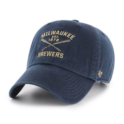 Milwaukee Brewers 47 Brand Navy Crossing Bats Clean Up Adjustable Hat