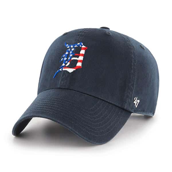 Detroit Tigers Red White & Blue 47 Brand Navy Classic Clean Up Adjustable  Hat