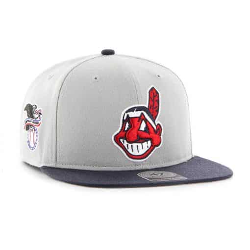 Cleveland Indians 47 Brand Gray Navy Sure Shot Adjustable Hat