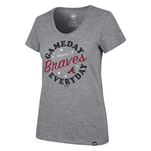 Atlanta Braves Women's 47 Brand Gray Gameday Scoop T-Shirt Tee
