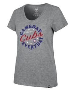 Chicago Cubs Women's 47 Brand Gray Gameday Scoop T-Shirt Tee