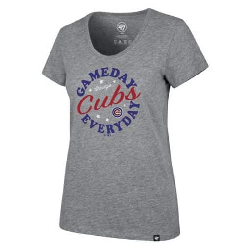 Chicago Cubs Women's 47 Brand Gray Gameday Scoop T-Shirt Tee