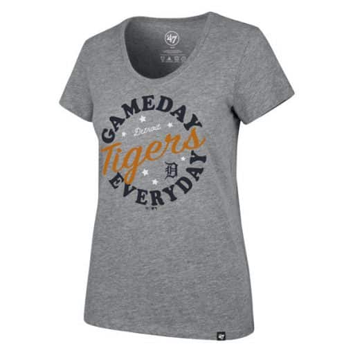 Detroit Tigers Women's 47 Brand Gray Gameday Scoop T-Shirt Tee