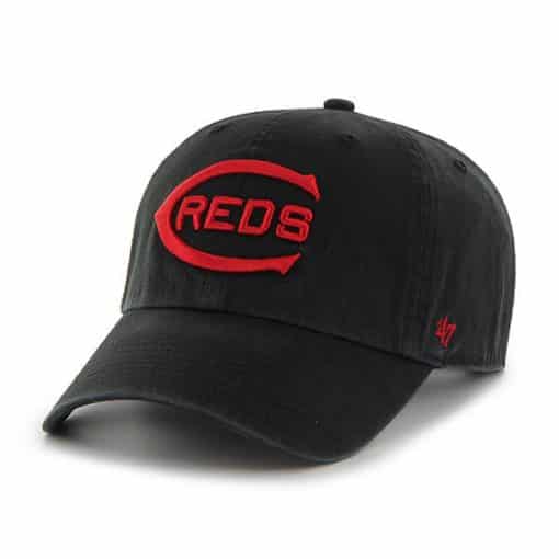 Cincinnati Reds 47 Brand Cooperstown Black Clean Up Adjustable Hat