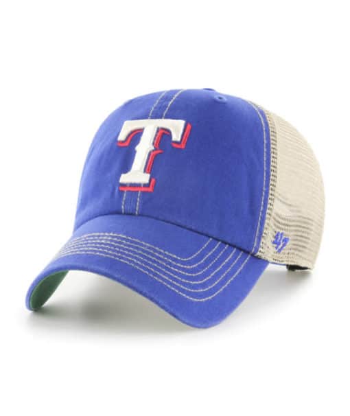 Texas Rangers 47 Brand Blue Trawler Clean Up Khaki Mesh Snapback Hat
