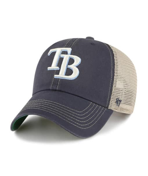 Tampa Bay Rays 47 Brand Vintage Navy Trawler Khaki Mesh Clean Up Snapback Hat