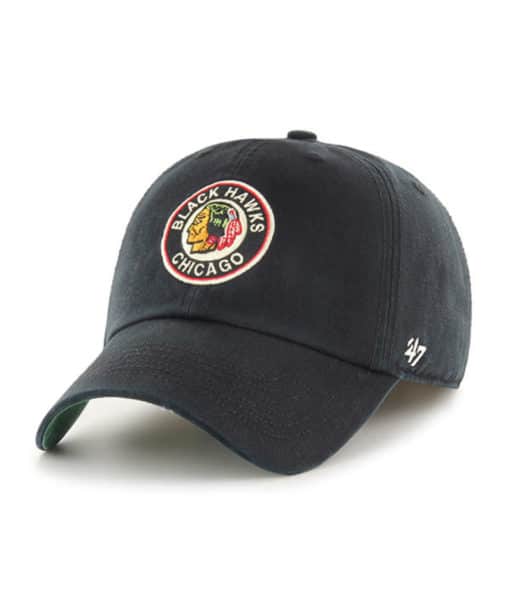 Chicago Blackhawks 47 Brand Vintage Black Franchise Fitted Hat