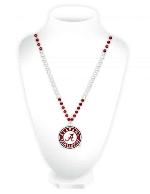 Alabama Crimson Tide Mardi Gras Beads with Medallion