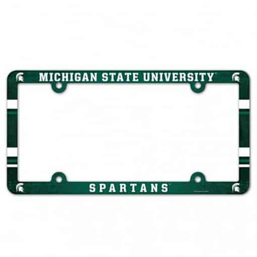 Michigan State Spartans Plastic License Plate Frame - Full Color Green