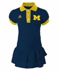 Michigan Wolverines Baby Girls Navy Preppy Polo Dress