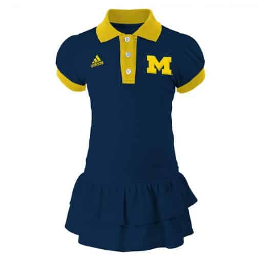 Michigan Wolverines Baby Girls Navy Preppy Polo Dress