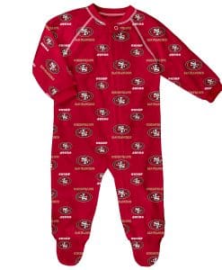 San Francisco 49ers Baby Red Raglan Zip Up Sleeper Coverall