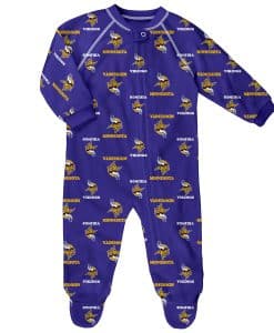 Minnesota Vikings Baby Purple Raglan Zip Up Sleeper Coverall