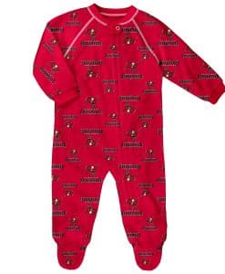 Tampa Bay Buccaneers Baby Red Raglan Zip Up Sleeper Coverall