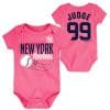 New York Yankees Aaron Judge Baby Girls Pink Onesie Creeper