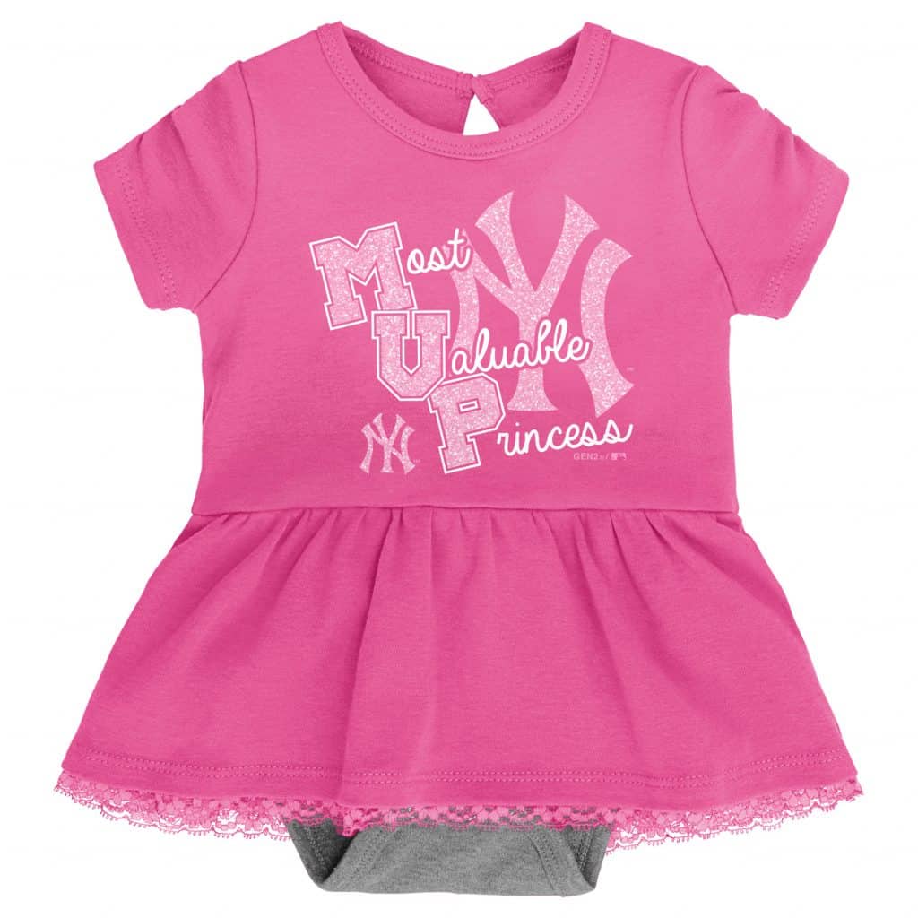 New York Yankees Baby Girls Pink MVP Princess 3 Piece Creeper Set