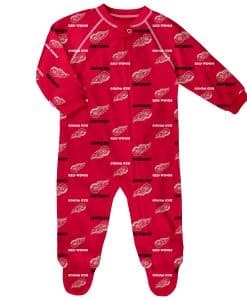 Detroit Red Wings Baby Red Raglan Zip Up Sleeper Coverall