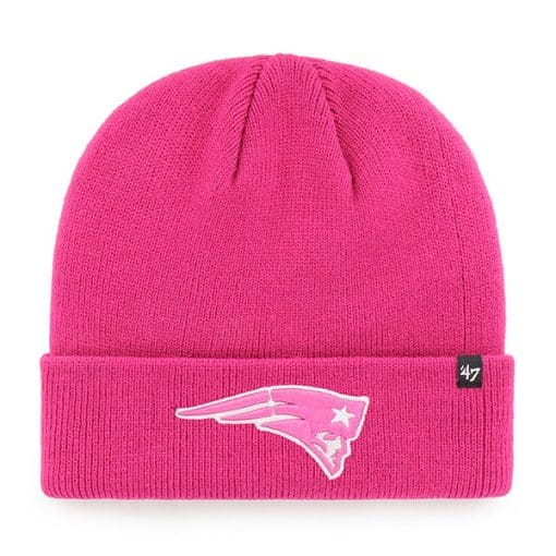 New England Patriots KIDS Girls 47 Brand Pink Raised Cuff Knit Hat