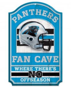 Carolina Panthers Fan Cave Wood Sign 11" x 17"