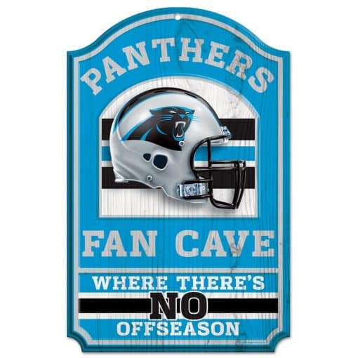 Carolina Panthers Fan Cave Wood Sign 11" x 17"