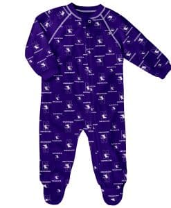 Northwestern Wildcats Baby Purple Raglan Zip Up Sleeper Coverall