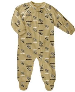 Central Florida Knights Baby UCF Metallic Gold Raglan Zip Up Sleeper Coverall