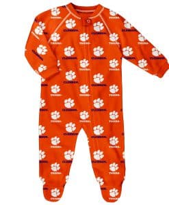 Clemson Tigers Baby Orange Raglan Zip Up Sleeper Coverall