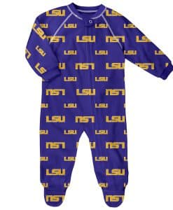 LSU Tigers Baby Purple Raglan Zip Up Sleeper Coverall