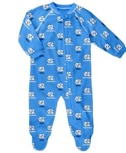 North Carolina Tar Heels Baby Carolina Blue Raglan Zip Up Sleeper Coverall