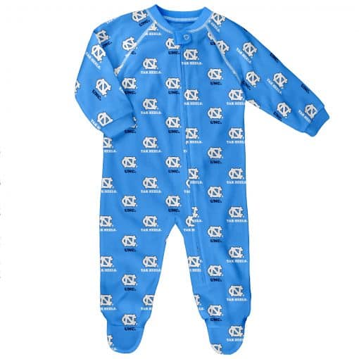 North Carolina Tar Heels Baby Carolina Blue Raglan Zip Up Sleeper Coverall