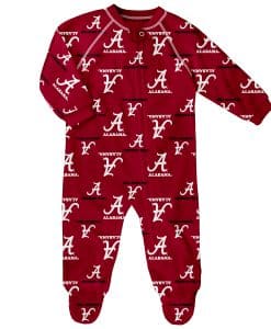 Alabama Crimson Tide Baby Red Raglan Zip Up Sleeper Coverall