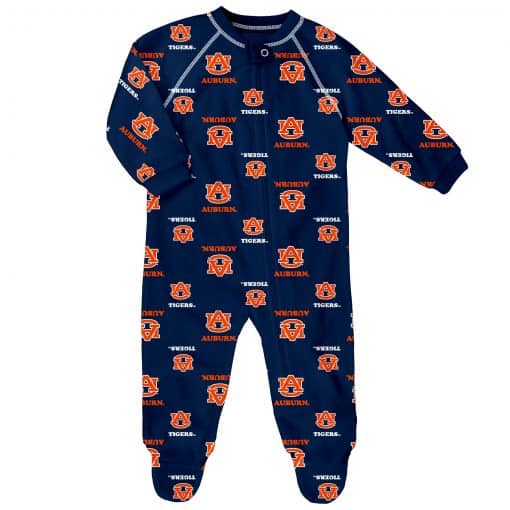 Auburn Tigers Baby Navy Raglan Zip Up Sleeper Coverall