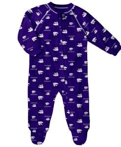 Kansas State Wildcats Baby Purple Raglan Zip Up Sleeper Coverall