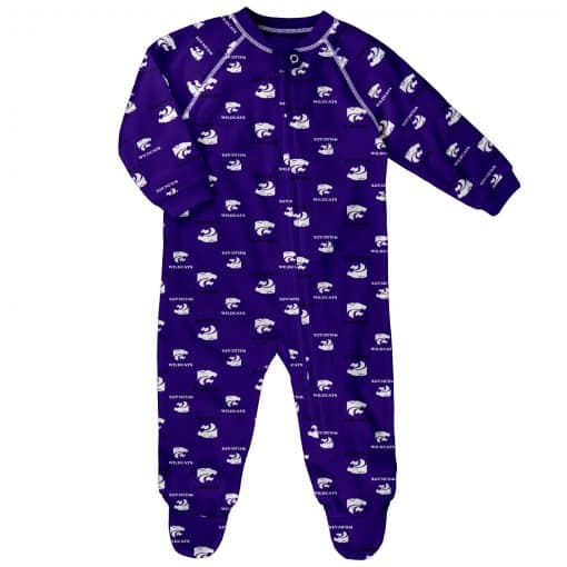 Kansas State Wildcats Baby Purple Raglan Zip Up Sleeper Coverall