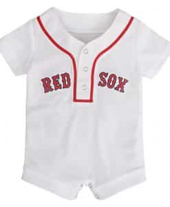 Boston Red Sox Baby White Button Up Jersey Romper Coverall