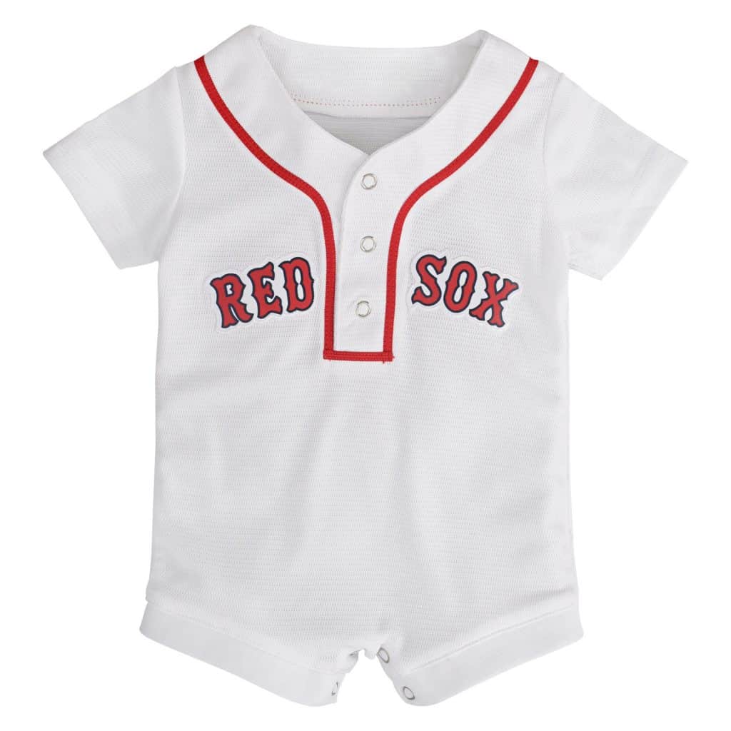 Boston Red Sox Baby White Button Up Jersey Romper Coverall