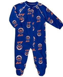 New York Mets Baby Blue Raglan Zip Up Sleeper Coverall