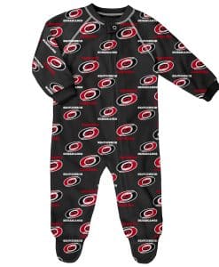 Carolina Hurricanes Baby Black Raglan Zip Up Sleeper Coverall