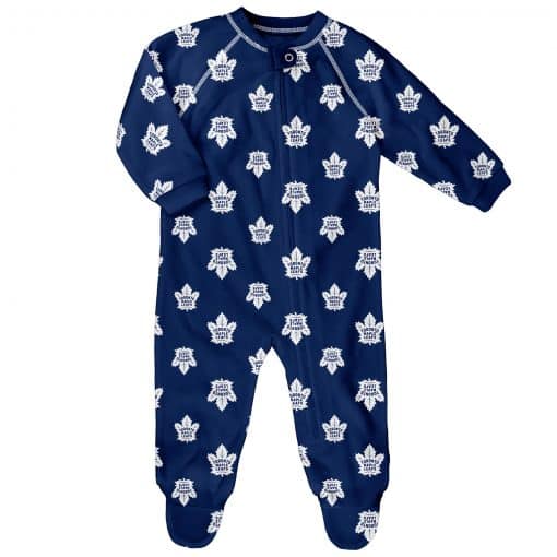 Toronto Maple Leafs Baby Royal Blue Raglan Zip Up Sleeper Coverall