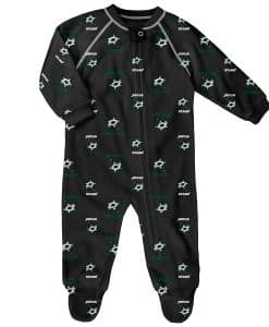 Dallas Stars Baby Black Raglan Zip Up Sleeper Coverall