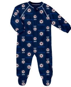 Winnipeg Jets Baby Navy Raglan Zip Up Sleeper Coverall